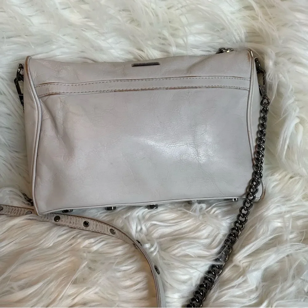REBECCA MINKOFF Mini Mac Beige Leather Crossbody Shoulder Bag‎